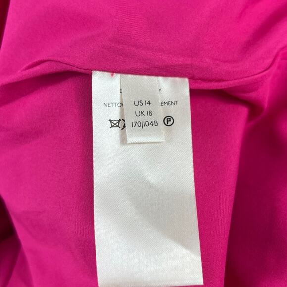 Maeve Bow-Tie Satin Mini Dress Hot Pink US 14 - Picture 8 of 13